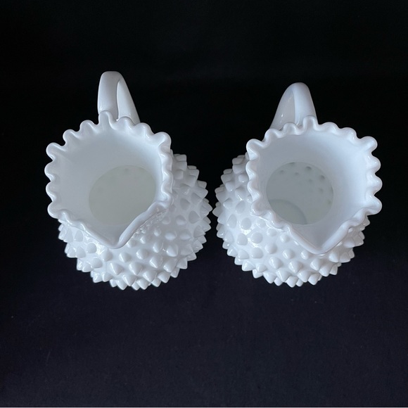 Set of 2 - Syrup Pitchers - Fenton Hobnail Milk Glass - Vintage - Picture 3 of 11
